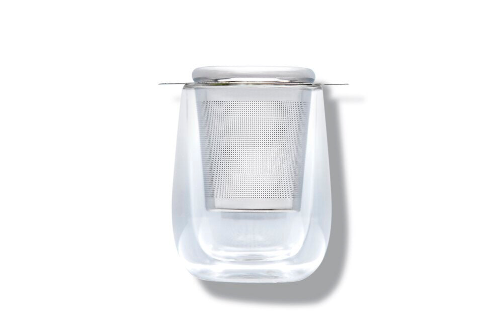 Double Walled Glass Tea Cup & Strainer